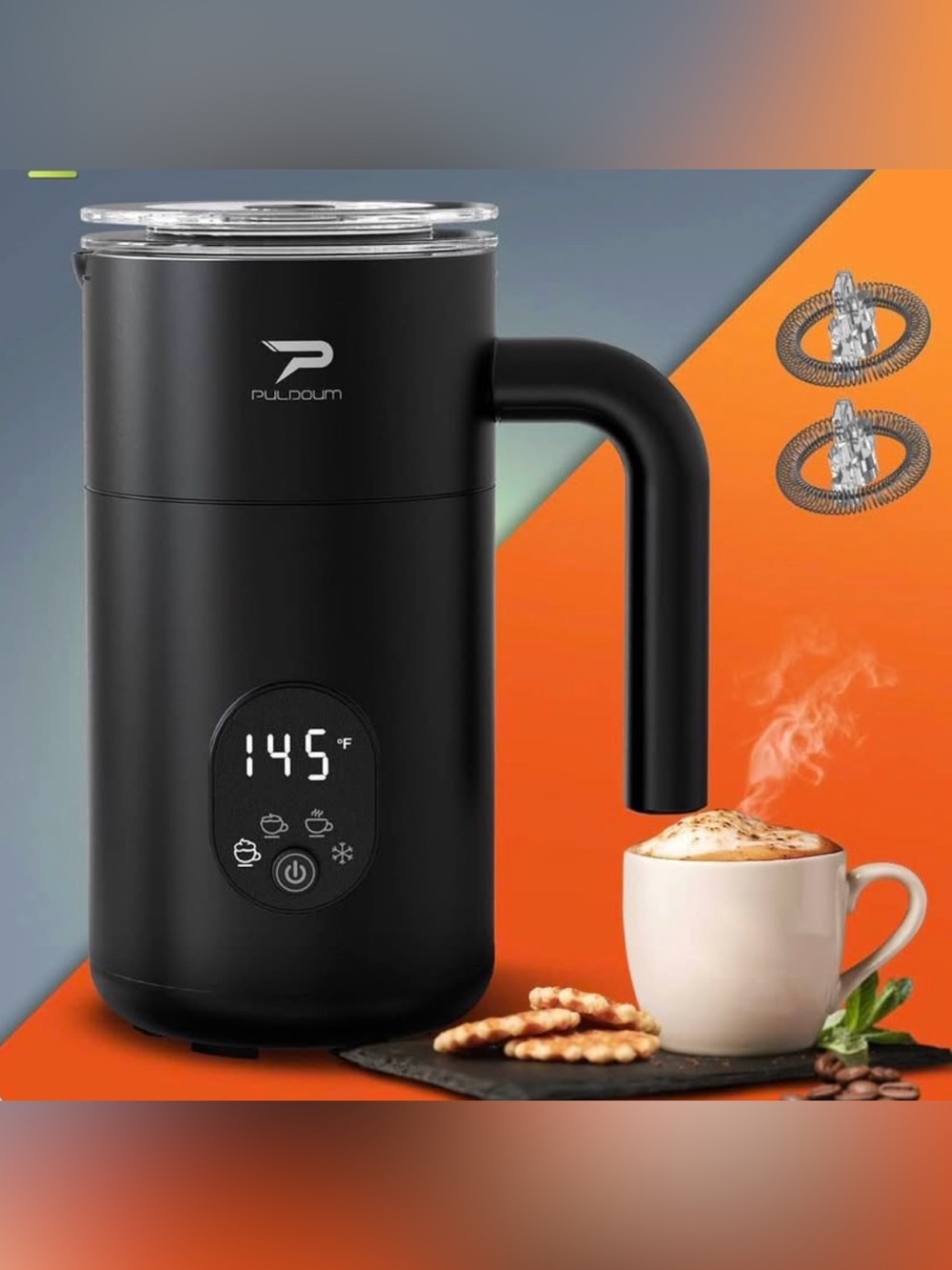 4-in-1 Electric Milk Frother & Steamer – Black or White New in box